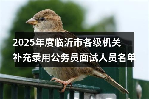 2025年度临沂市各级机关补充录用公务员面试人员名单 图片